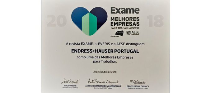 Endress+Hauser é uma das 100 melhores empresas para trabalhar em Portugal